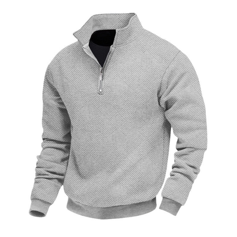 Sporty men's sweater with high collar and zipper Lune London