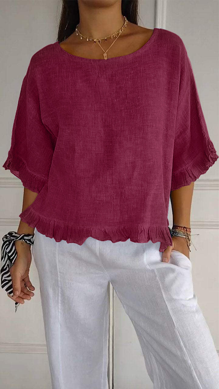 Casual blouse for women with gathered trim Lune London