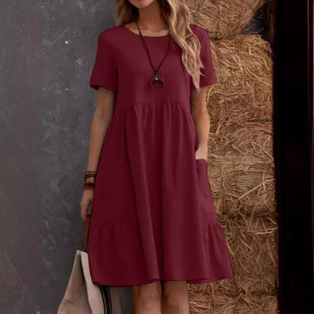 Casual cotton dress for women with pockets and ruffle Chic and Style