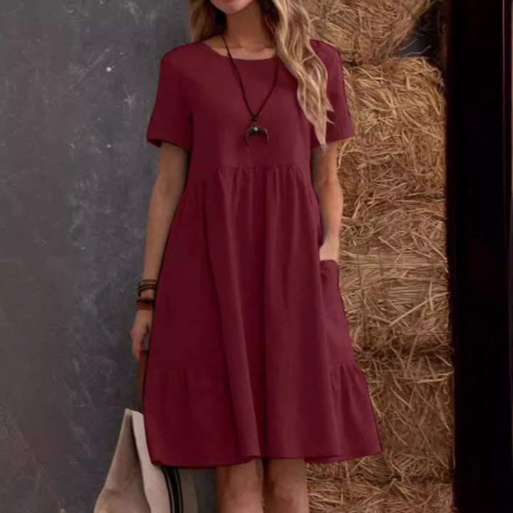 Casual cotton dress for women with pockets and ruffle Chic and Style