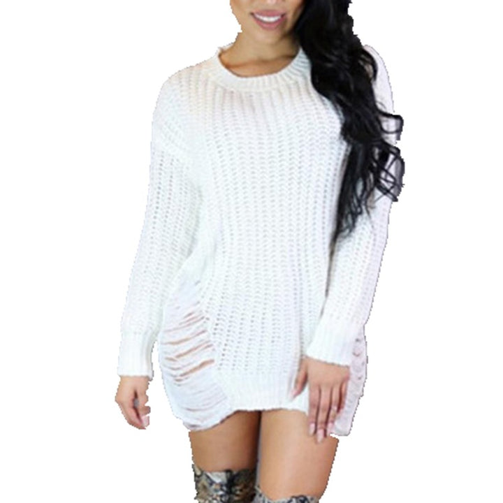Knit dress for women with an original cut-out design and a long sleeve part Lune London
