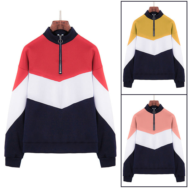 Women's sporty sweatshirt with high collar and contrasting design Chic and Style