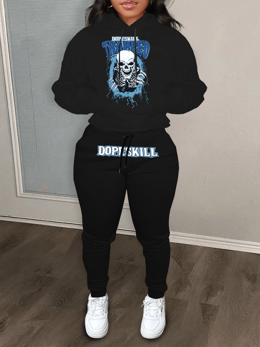 Women's hoodie and jogging set with striking skeleton pattern Lune London