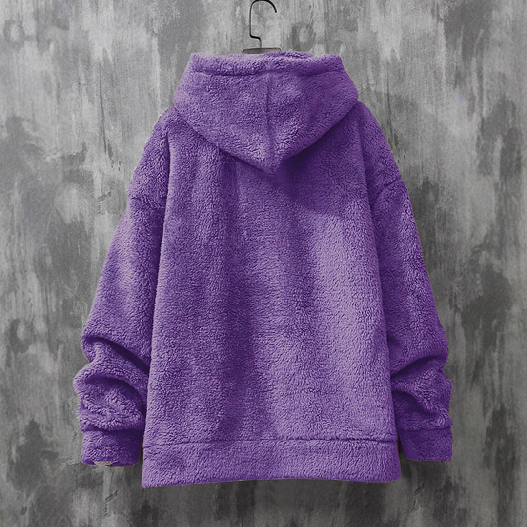 Ladies Cozy Fleece Pullover with Hood and Practical Pockets Lune London
