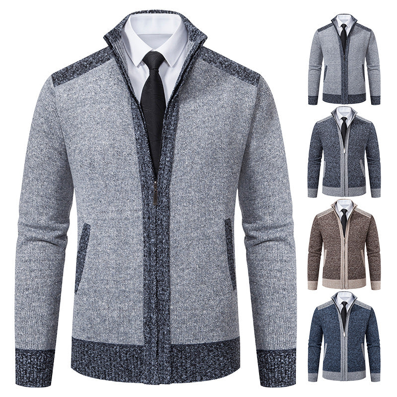 Quilted knit jacket for men with high collar and practical pockets Lune London
