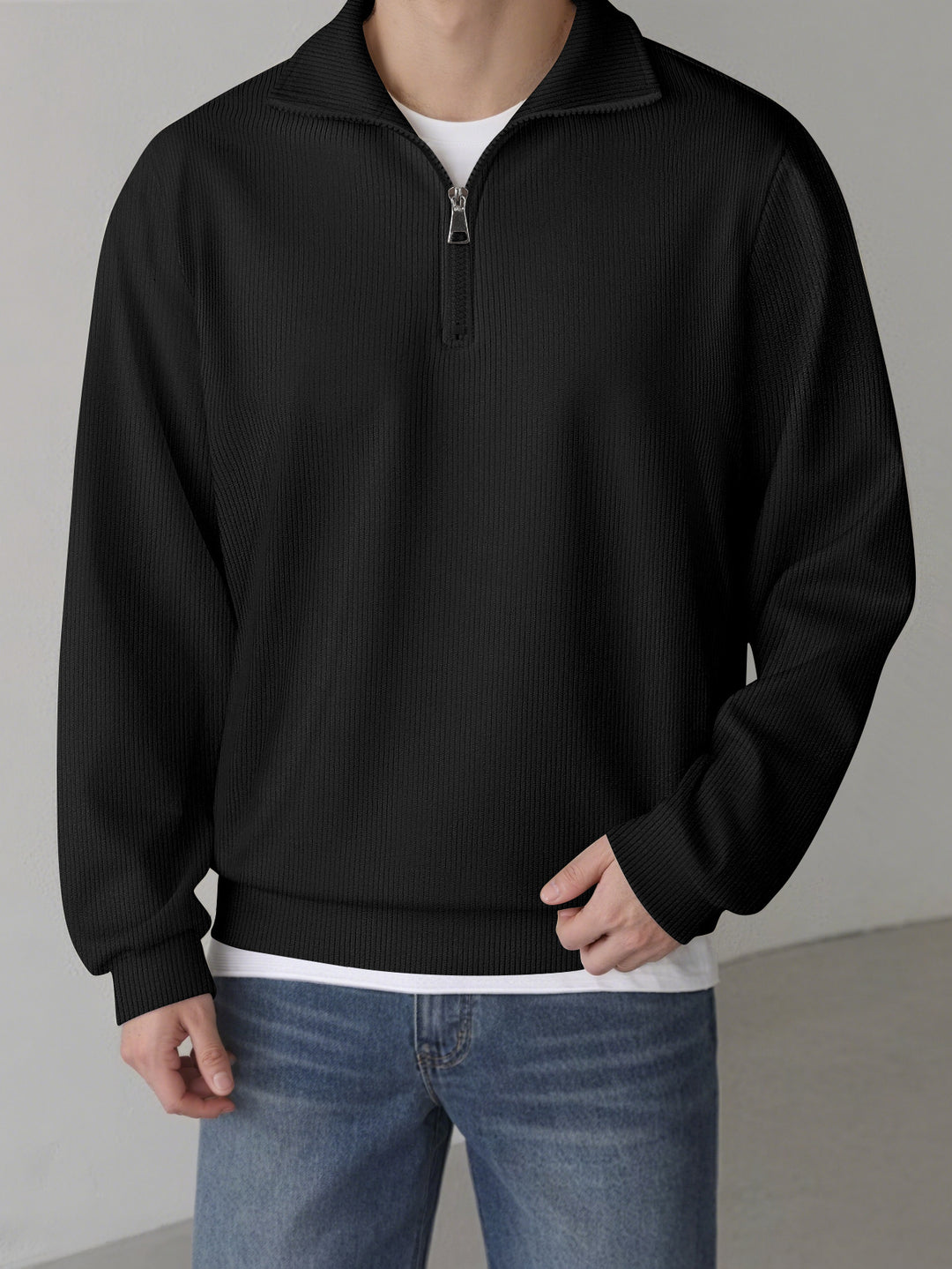 Casual pullover for men with half zipper Lune London
