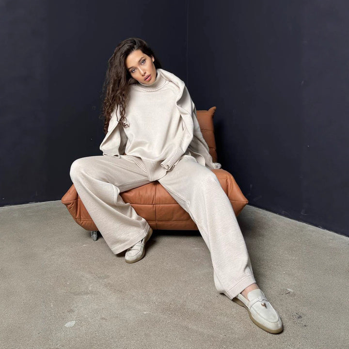 Lune London women's knit loungewear set with high neck and loose fit