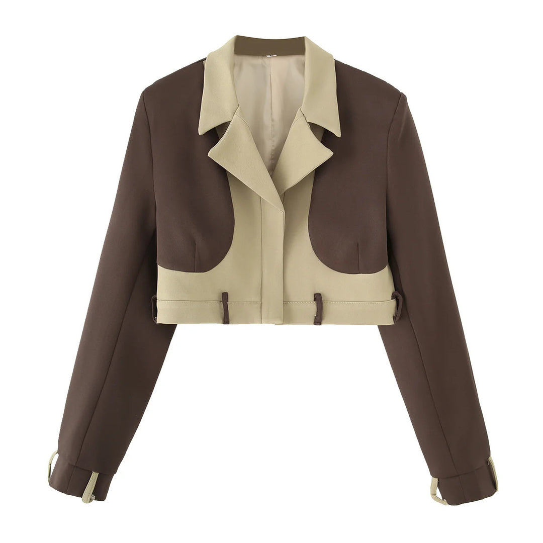 Cropped jacket for women and chic and stylish pants set
