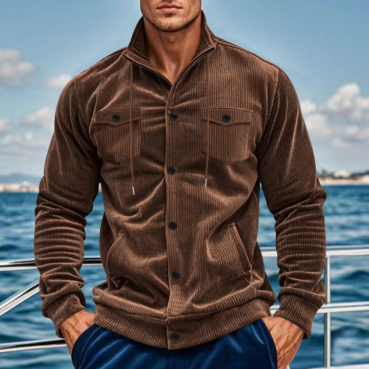 Casual shirt jacket for men with practical pockets and asymmetrical collar Lune London