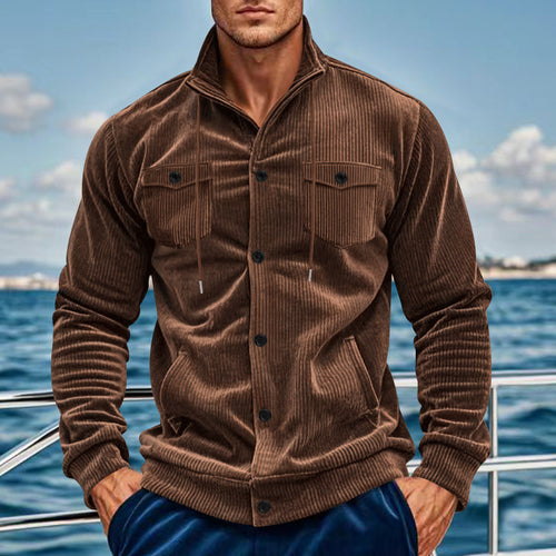 Casual shirt jacket for men with practical pockets and asymmetrical collar Lune London