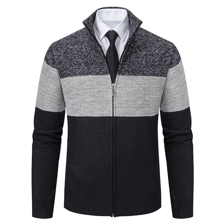 Trendy knit jacket for men with stand-up collar and modern zipper Lune London