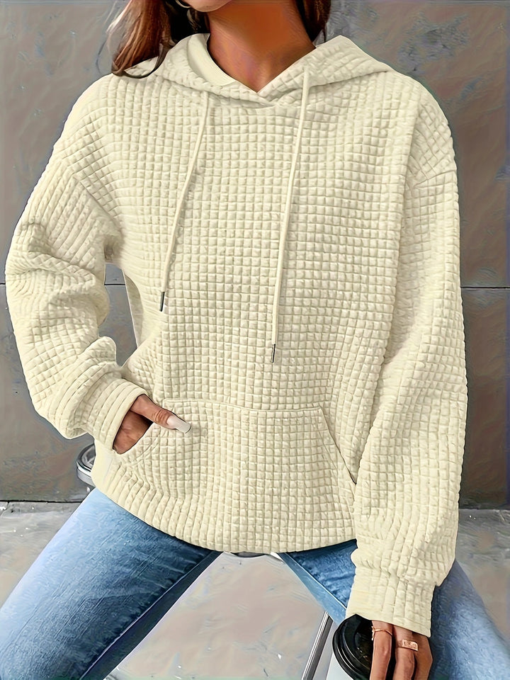 Sweat à capuche femme en motif waffle texturé avec poches latérales Chic & Stil