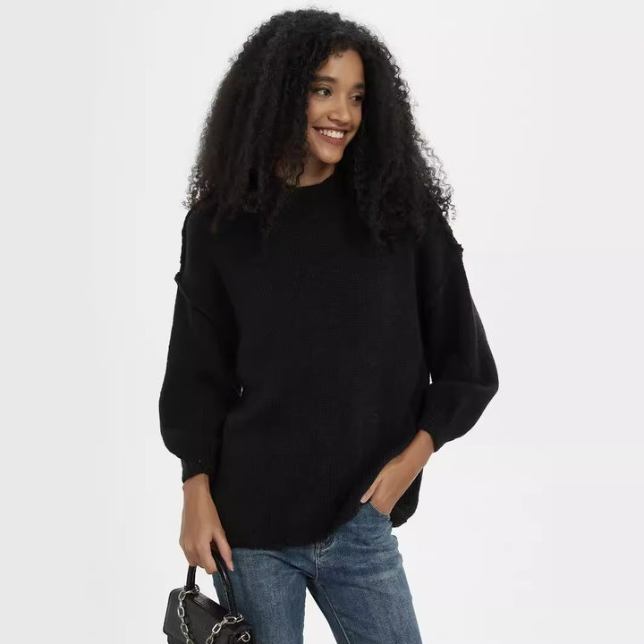 Elegant knitted sweater for women with high collar and relaxed fit Lune London