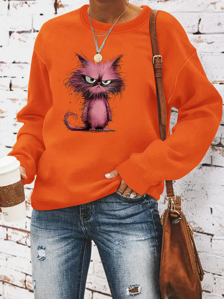 Sweatshirt pour femmes avec motif de chat créatif Chic & Stil
