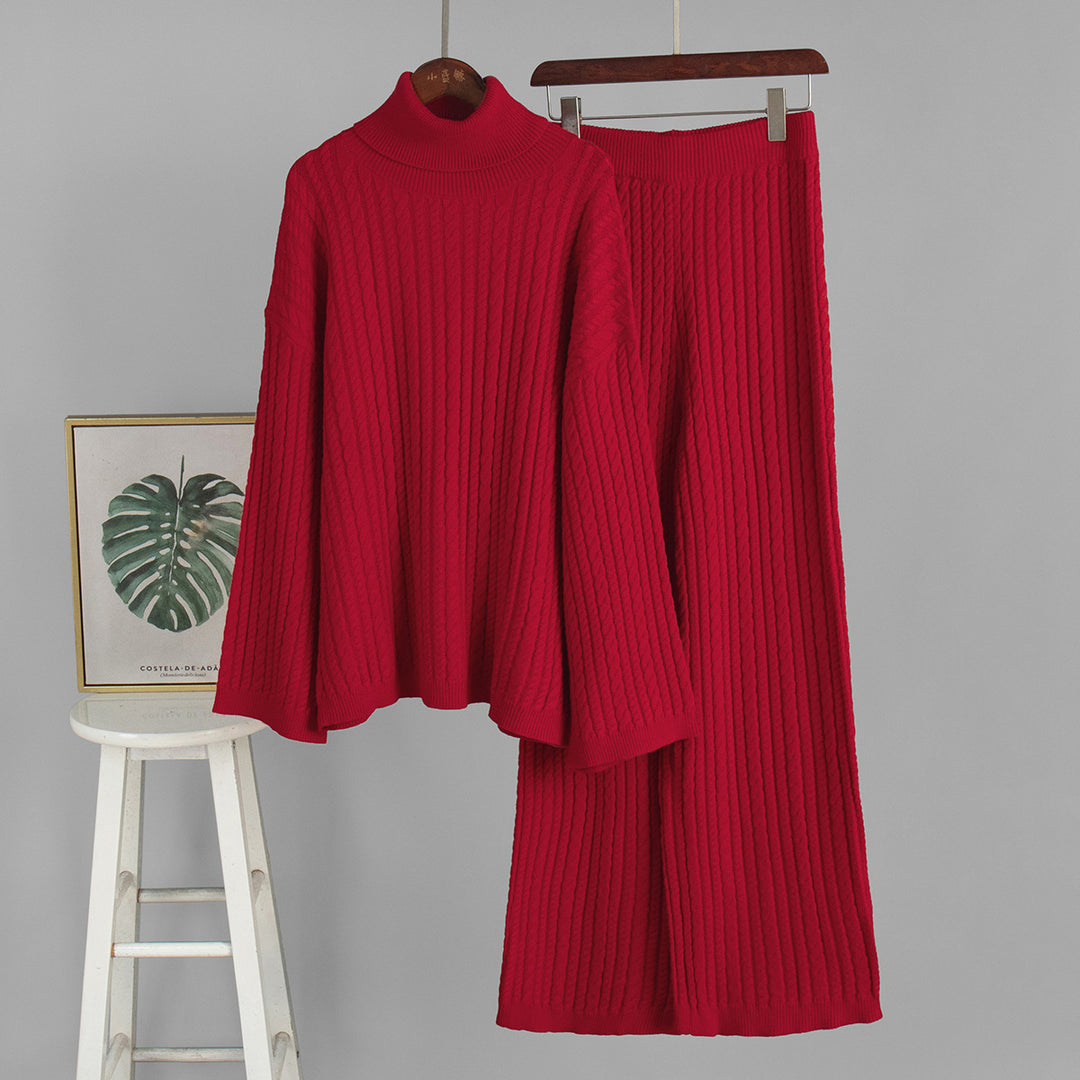 Ensemble en tricot pour femmes avec col haut et coupe décontractée Chic & Stil
