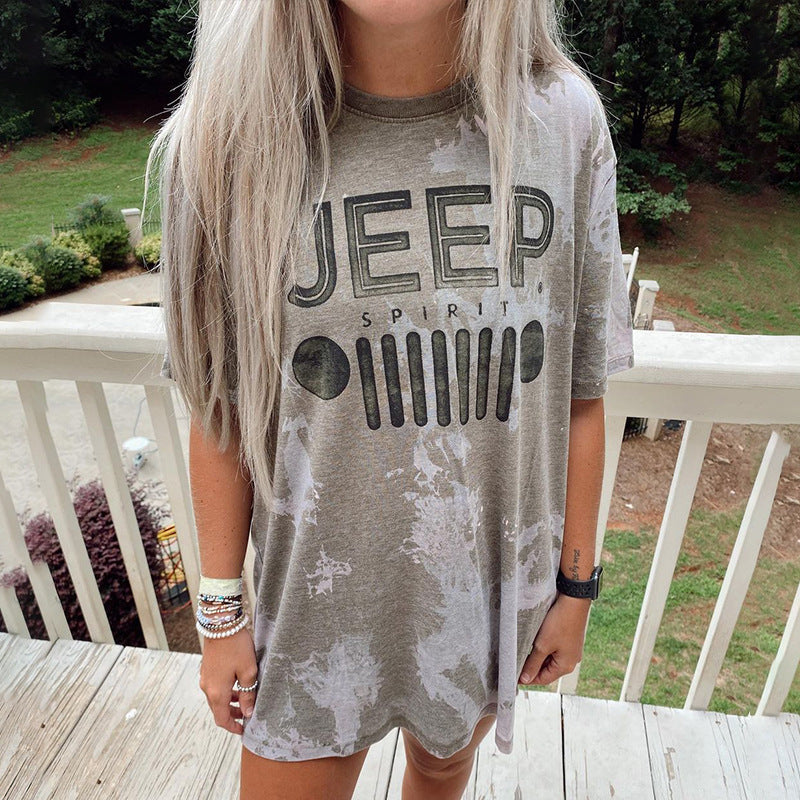 Oversized T-shirt for women with creative Jeep design Lune London