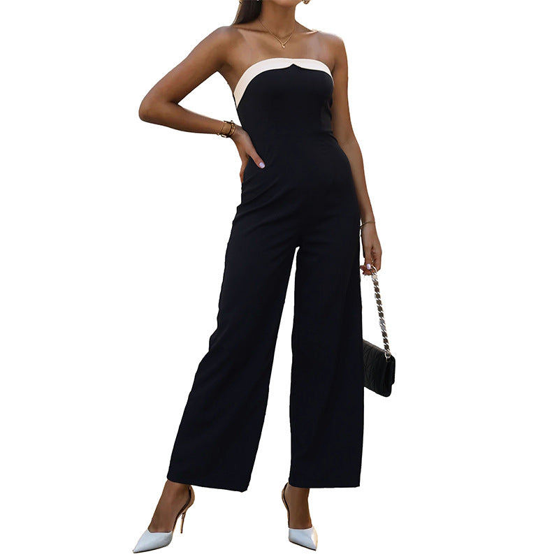Jumpsuit sans dos pour femmes avec jambes larges et accentuation élégante de la poitrine Chic & Stil