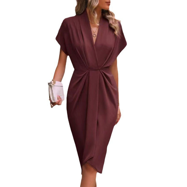 Women’s wrap dress with elegant V-neckline and draping Lune London