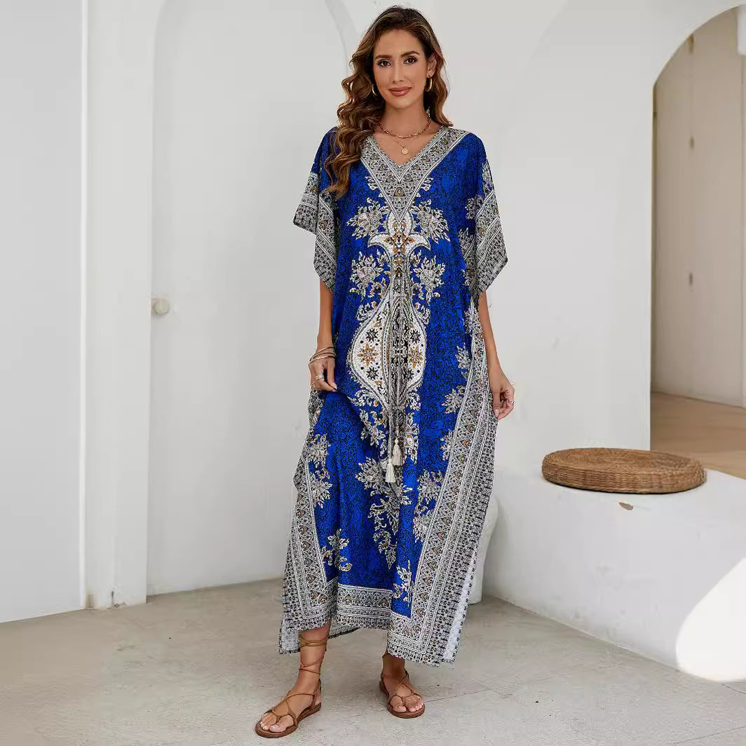 Lune London bohemian printed maxi kaftan dress for women