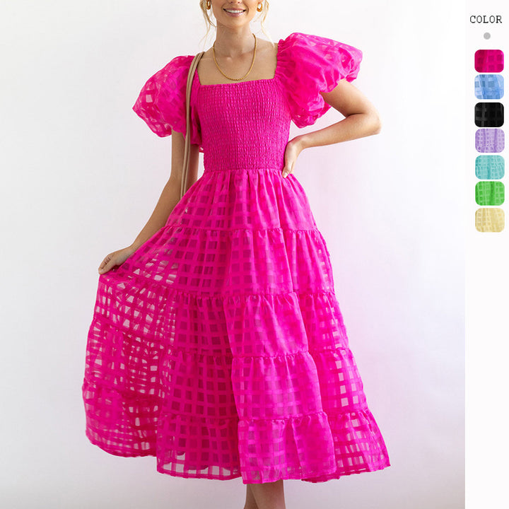 Maxi dress for women with puff sleeves and elastic top Chic & Stil