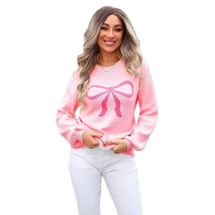 Pull surdimensionné pour femmes avec motif de nœud ludique Chic & Stil