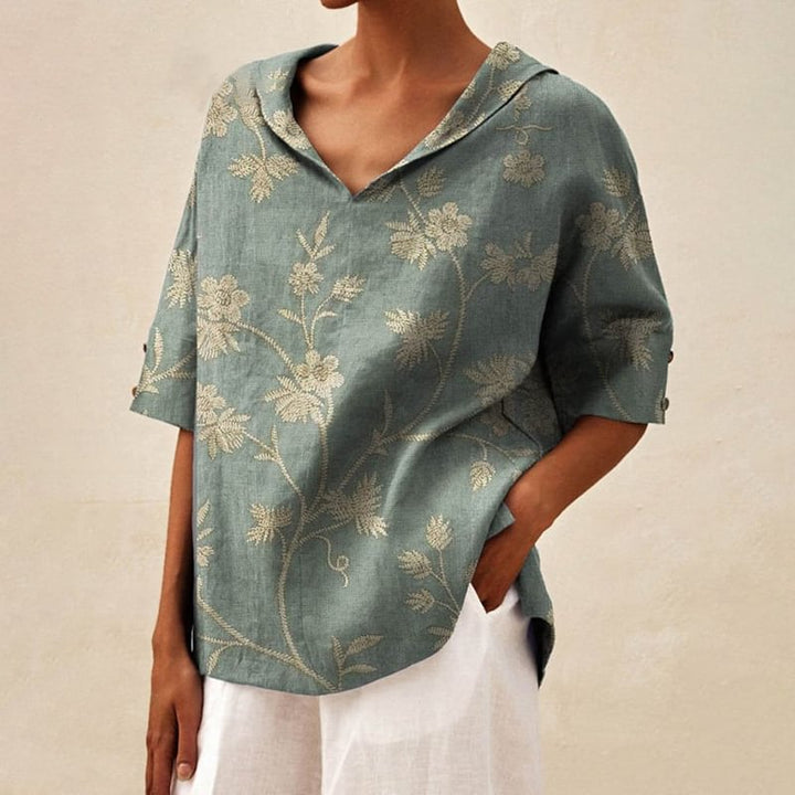 Woman Casual Shirt with Floral Pattern and Modern Collar Lune London