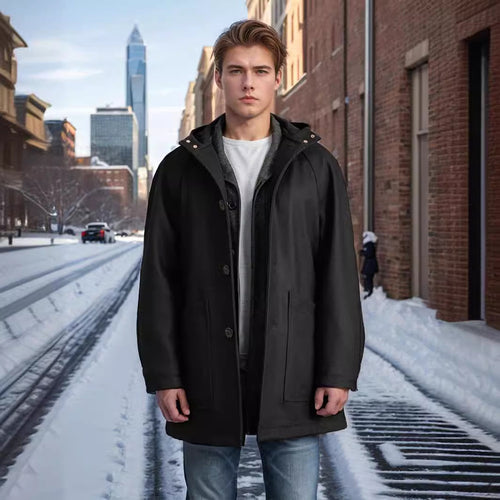 Practical and stylish hooded jacket for men in soft material Lune London