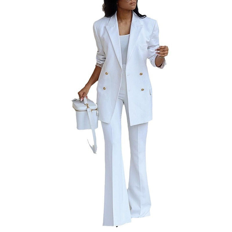 Elegant blazer set for women with wide legs and belt at the waist Lune London