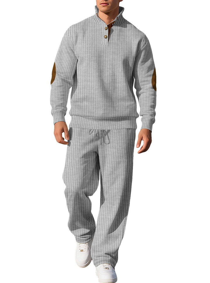 Men's sporty sweatshirt with an innovative button placket design and chic and stylish accents