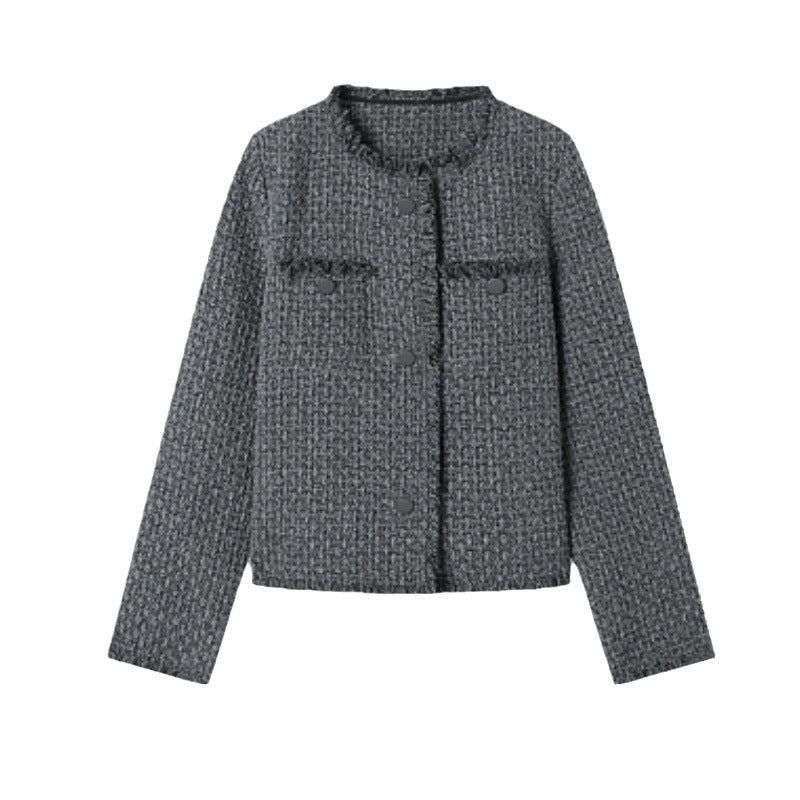 Trendy boucle blazer for women with an elegant cut and chic pockets