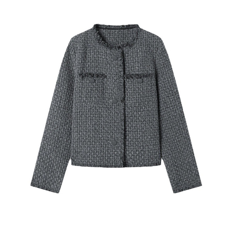 Trendy boucle blazer for women with an elegant cut and chic pockets