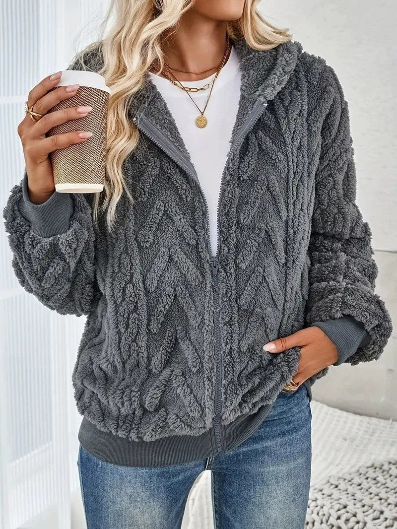 Fleece jacket for women with Lune London texture