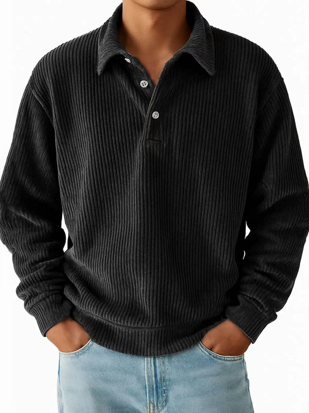 Men's polo with ribbed texture and classic collar Lune London