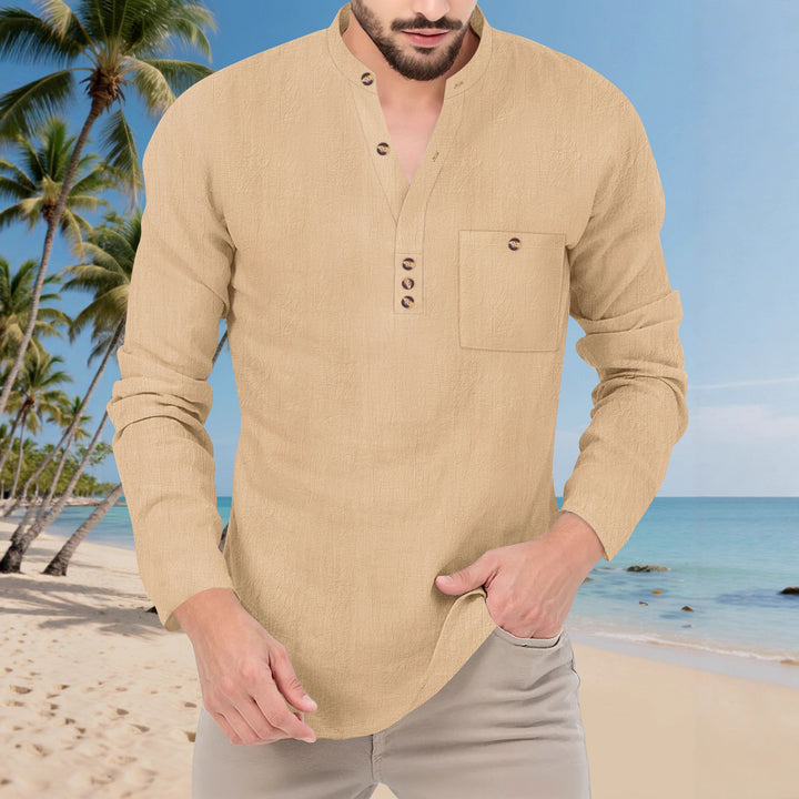 Casual long-sleeve shirt for men with button placket and chest pocket Lune London