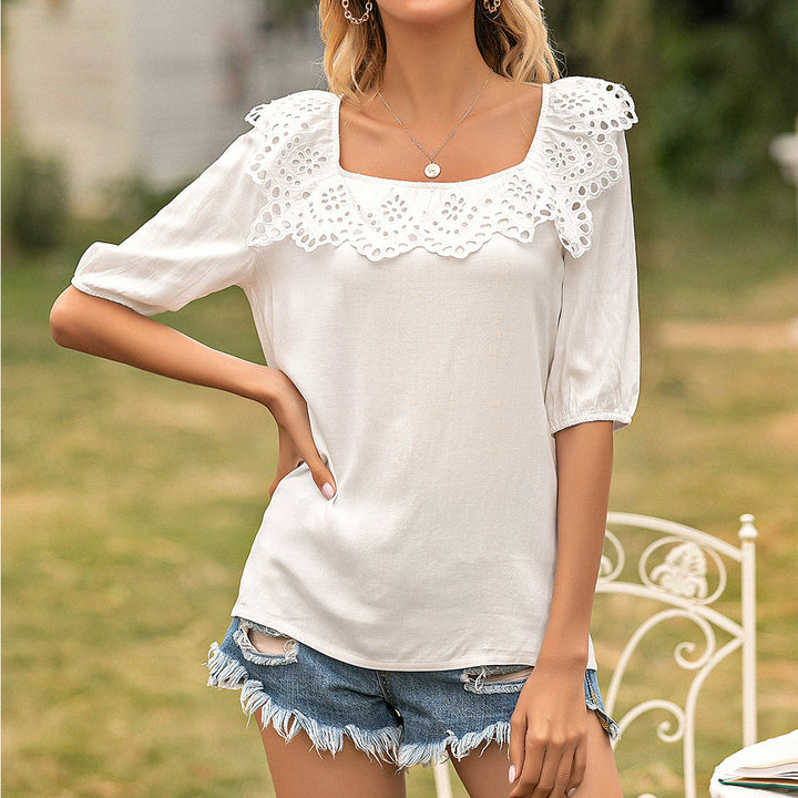 Women's top with arc hem and puff sleeves Lune London