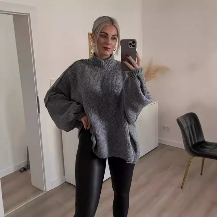 Pull en tricot surdimensionné pour femmes avec des manches volumineuses et un matériau doux Chic & Stil