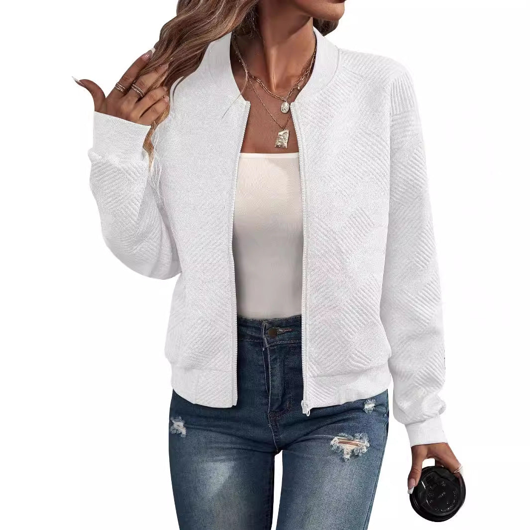 Ladies sporty quilted jacket with high collar and zipper Lune London