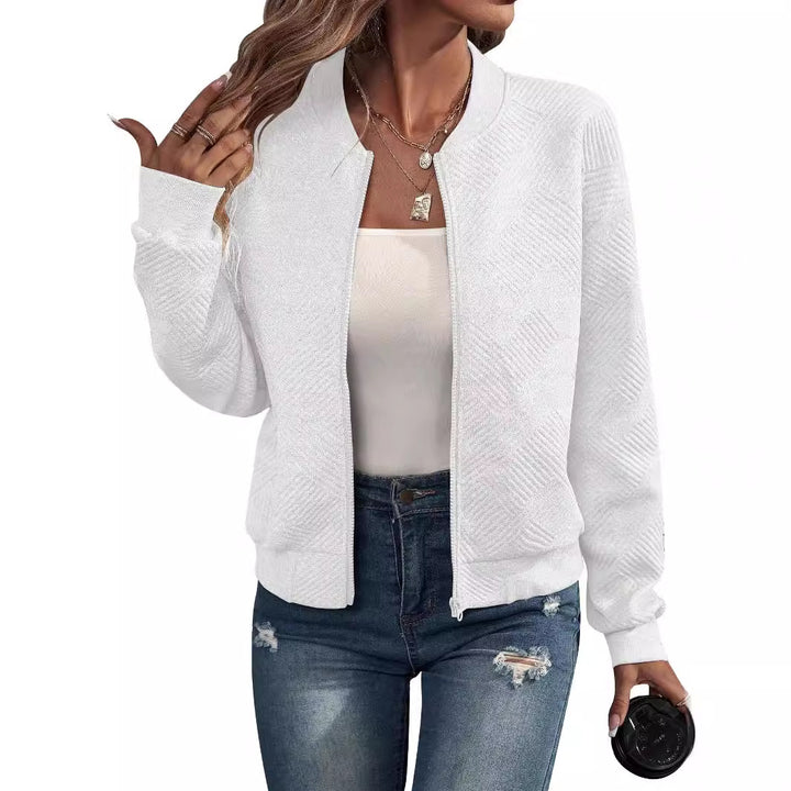 Ladies sporty quilted jacket with high collar and zipper Lune London