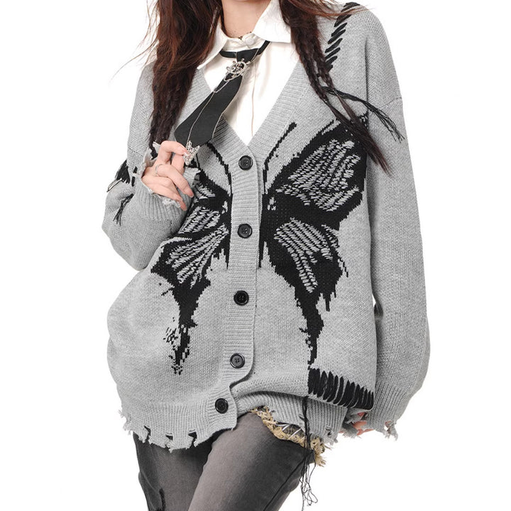 Casual cardigan for women with butterfly pattern and striking details Lune London