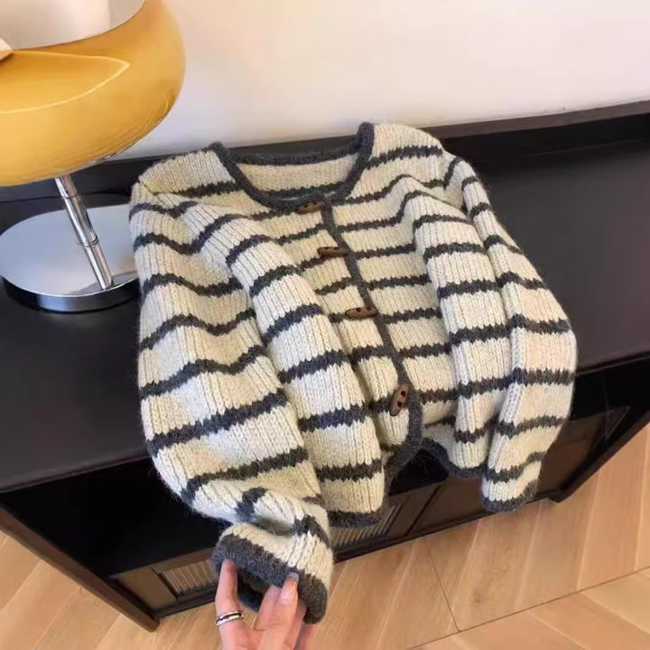 Boho style knit jacket for women with button placket and wide sleeves Lune London
