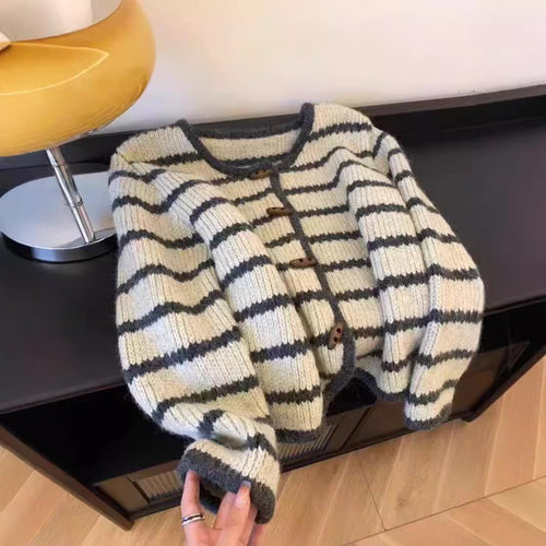 Boho style knit jacket for women with button placket and wide sleeves Lune London