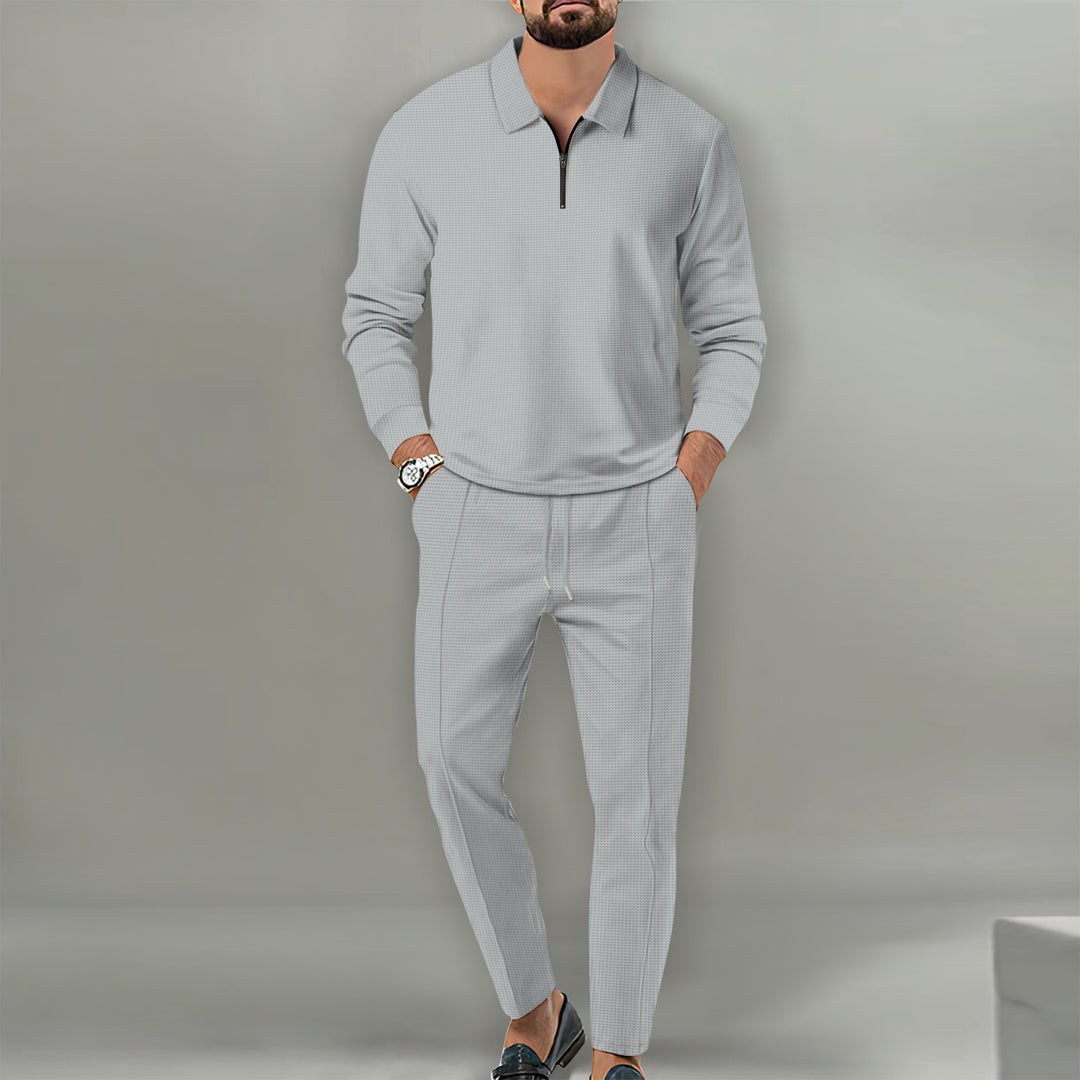 Men's Sports Zip-Up Sweater and Elegant Slim-Fit Pants Lune London