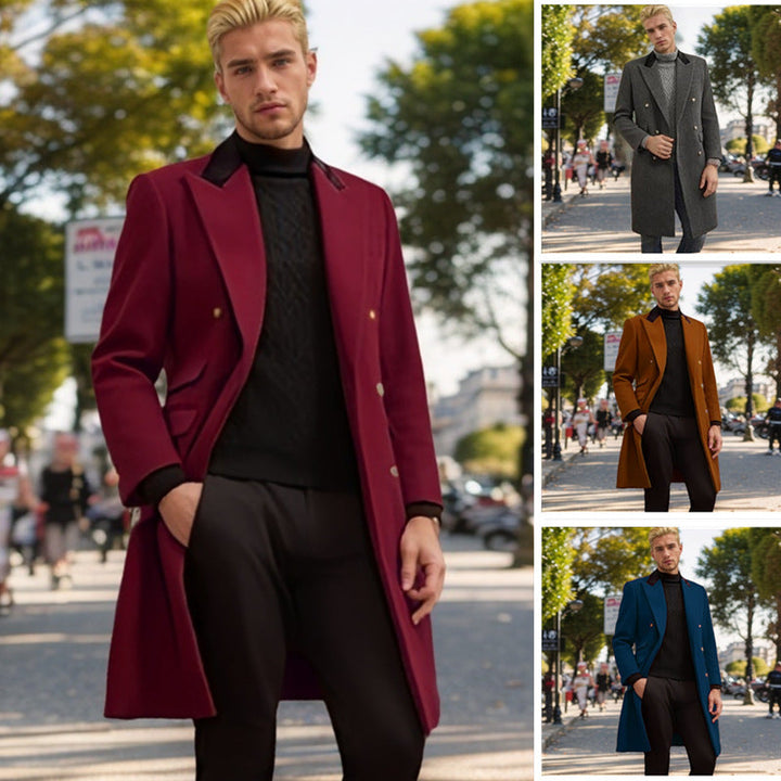 Men's Modern Urban Coat with Double Button Placket and Velvet Collar Lune London