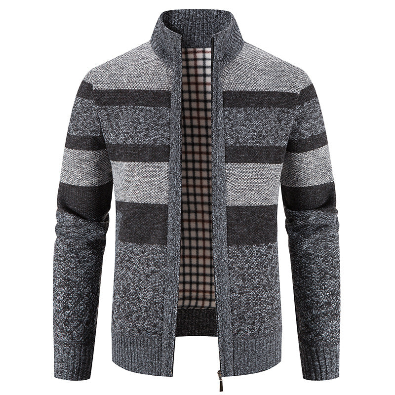 Modern knitted jacket for men with a modern and versatile check pattern Lune London