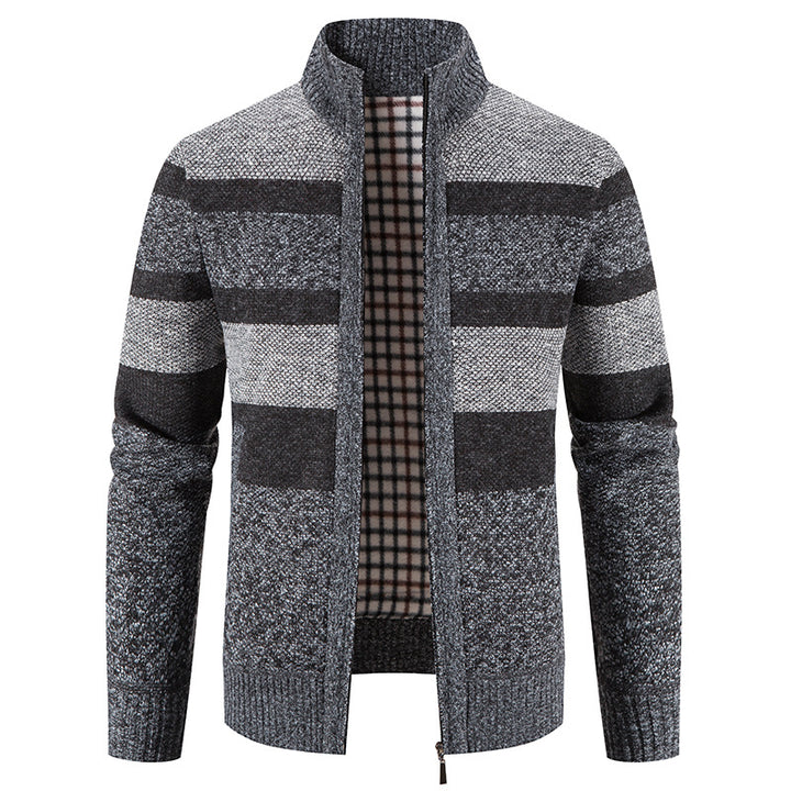 Modern knitted jacket for men with a modern and versatile check pattern Lune London