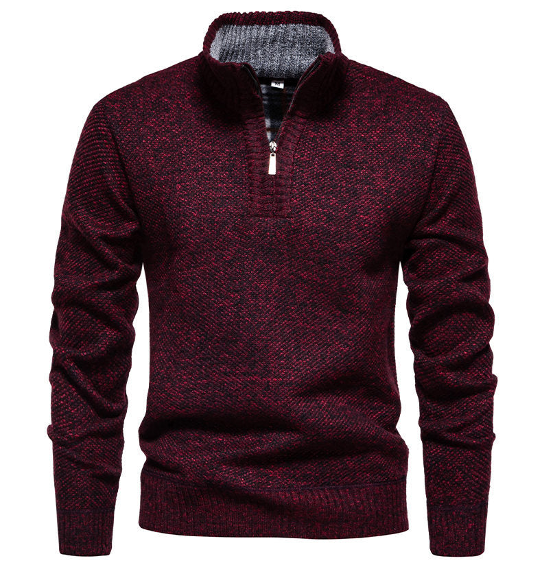 Pull-over zippé pour hommes avec design structuré Lune London