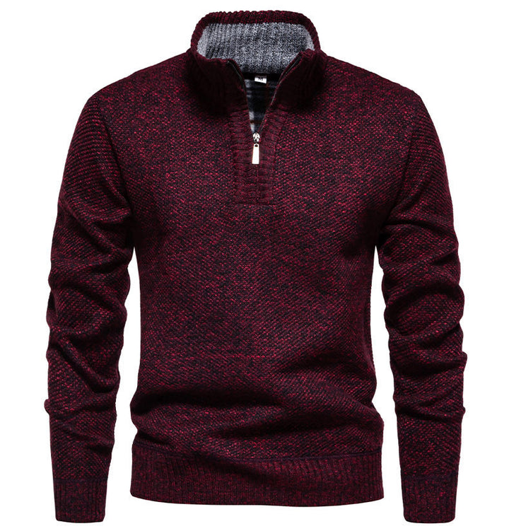 Pull-over zippé pour hommes avec design structuré Lune London