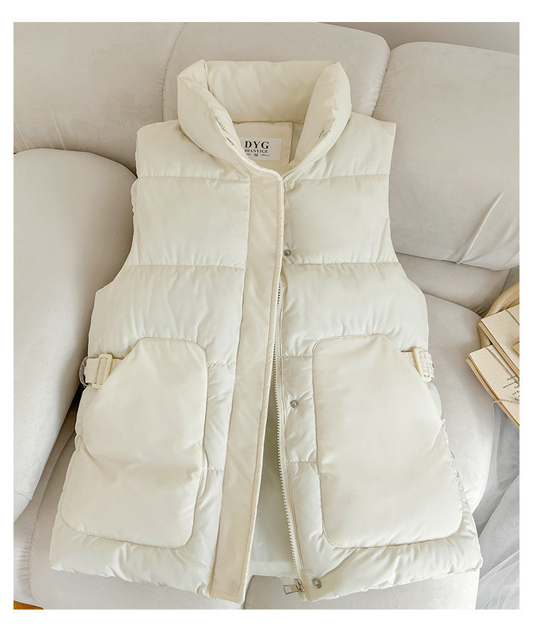 Lady Satin Vest with High Collar and Practical Pockets Lune London