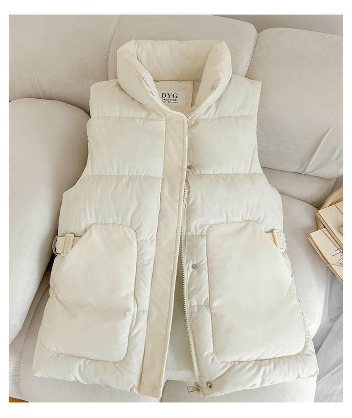 Lady Satin Vest with High Collar and Practical Pockets Lune London