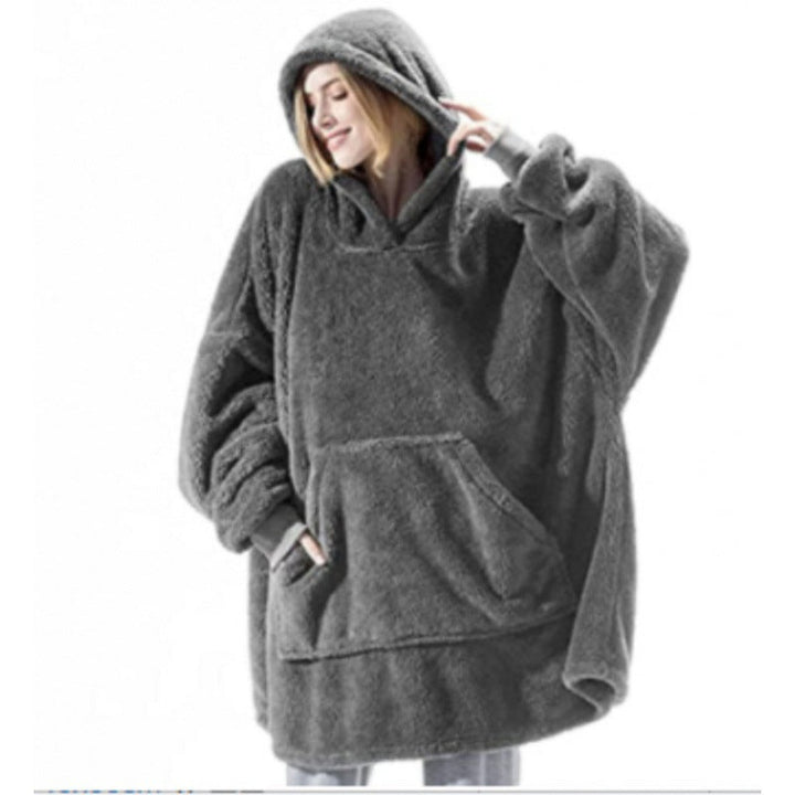 Women Oversized Fleece Hoodie with Kangaroo Pocket and Hood Lune London
